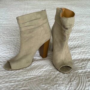Gray Suede Chunky Tall Ankle Booties